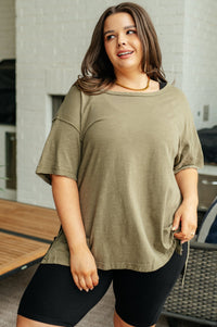 Let Me Live Relaxed Tee in Army - Happily Ever Atchison Shop Co.