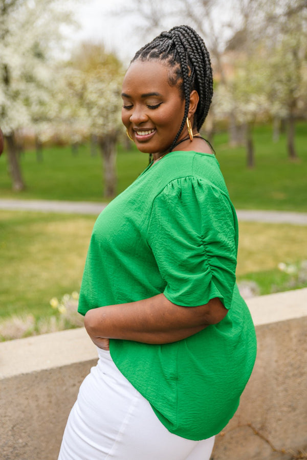 Let's Meet Up Green Blouse - Happily Ever Atchison Shop Co.