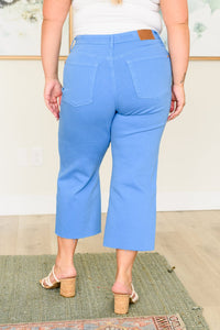 Lisa High Rise Control Top Wide Leg Crop Jeans in Sky Blue - Happily Ever Atchison Shop Co.