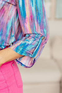 Little Lovely Blouse in Blue Multi - Happily Ever Atchison Shop Co.