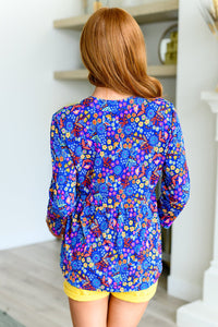 Lizzy Babydoll Top in Royal Retro Floral - Happily Ever Atchison Shop Co.