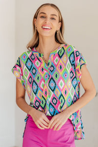 Lizzy Cap Sleeve Top in Lavender Ikat - Happily Ever Atchison Shop Co.