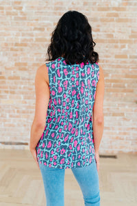 Lizzy Tank Top in Mint and Pink Leopard - Happily Ever Atchison Shop Co.