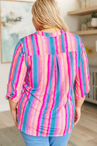 Lizzy Top in Blue and Pink Stripe - Happily Ever Atchison Shop Co.