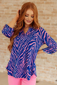 Lizzy Top in Blue Zebra - Happily Ever Atchison Shop Co.