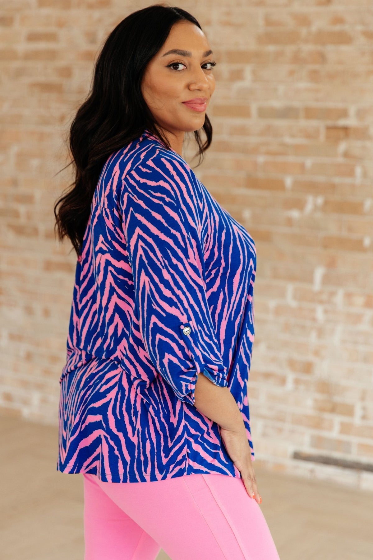 Lizzy Top in Blue Zebra - Happily Ever Atchison Shop Co.