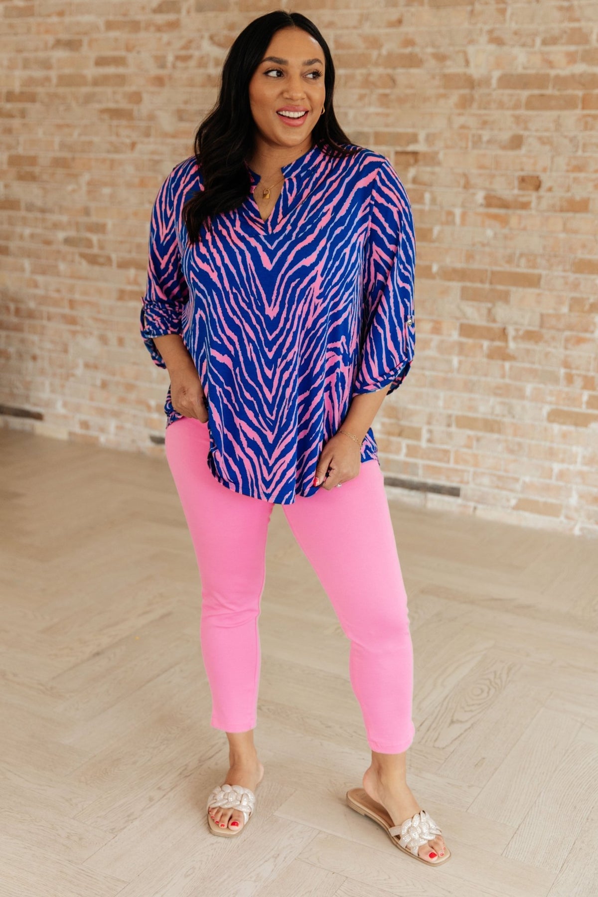 Lizzy Top in Blue Zebra - Happily Ever Atchison Shop Co.