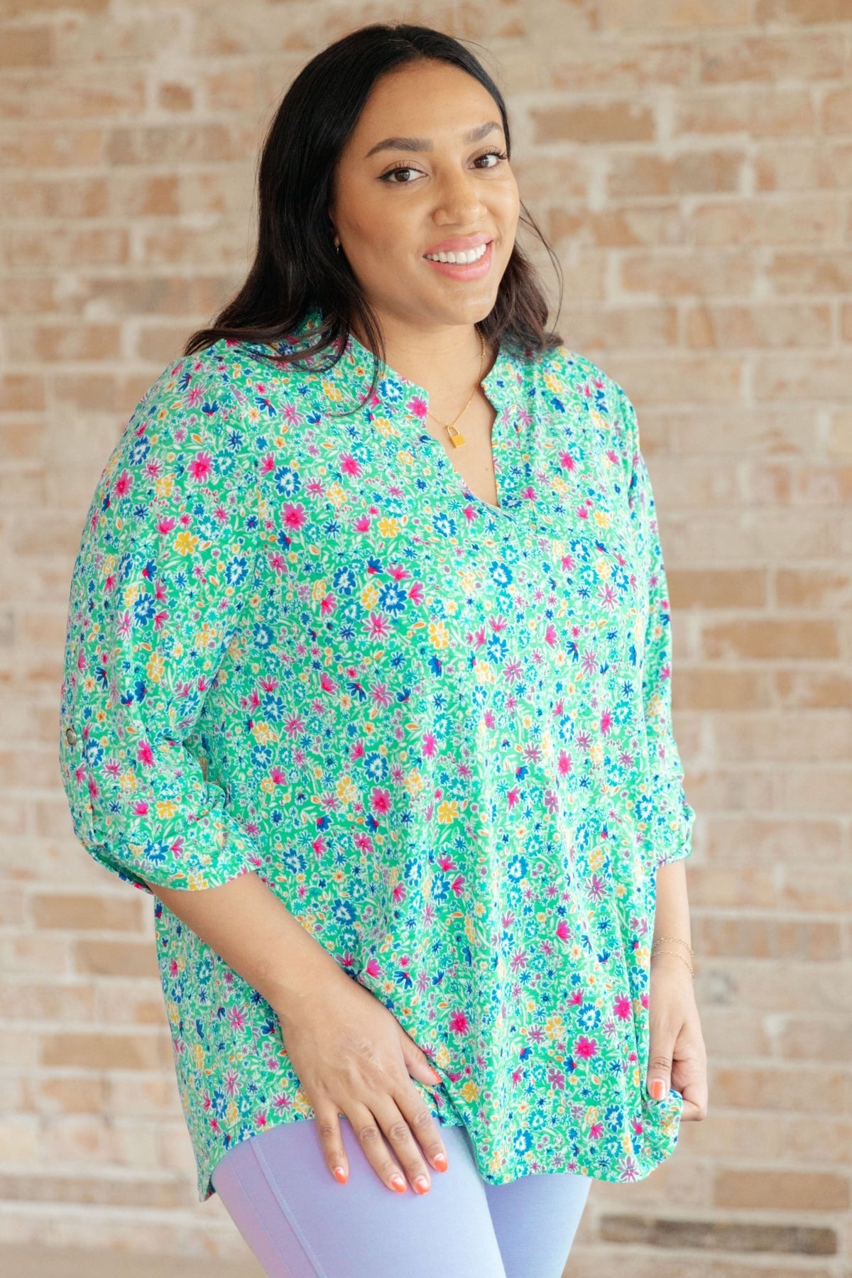 Lizzy Top in Emerald Floral - Happily Ever Atchison Shop Co.