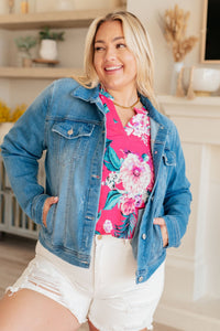 Lizzy Top in Magenta and Teal Tropical Floral - Happily Ever Atchison Shop Co.