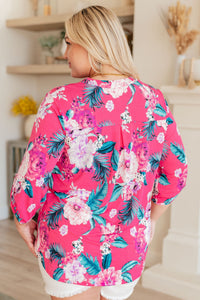 Lizzy Top in Magenta and Teal Tropical Floral - Happily Ever Atchison Shop Co.