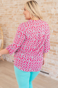 Lizzy Top in Mint and Pink Ikat - Happily Ever Atchison Shop Co.