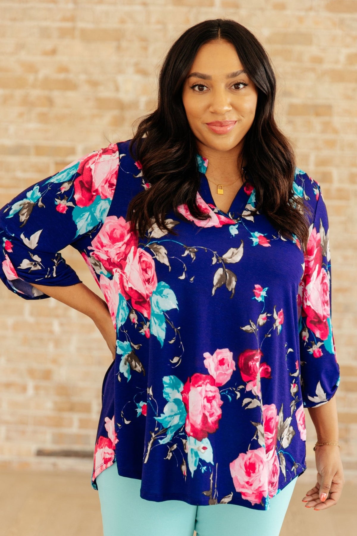 Lizzy Top in Royal Floral - Happily Ever Atchison Shop Co.