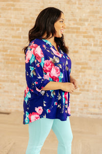 Lizzy Top in Royal Floral - Happily Ever Atchison Shop Co.