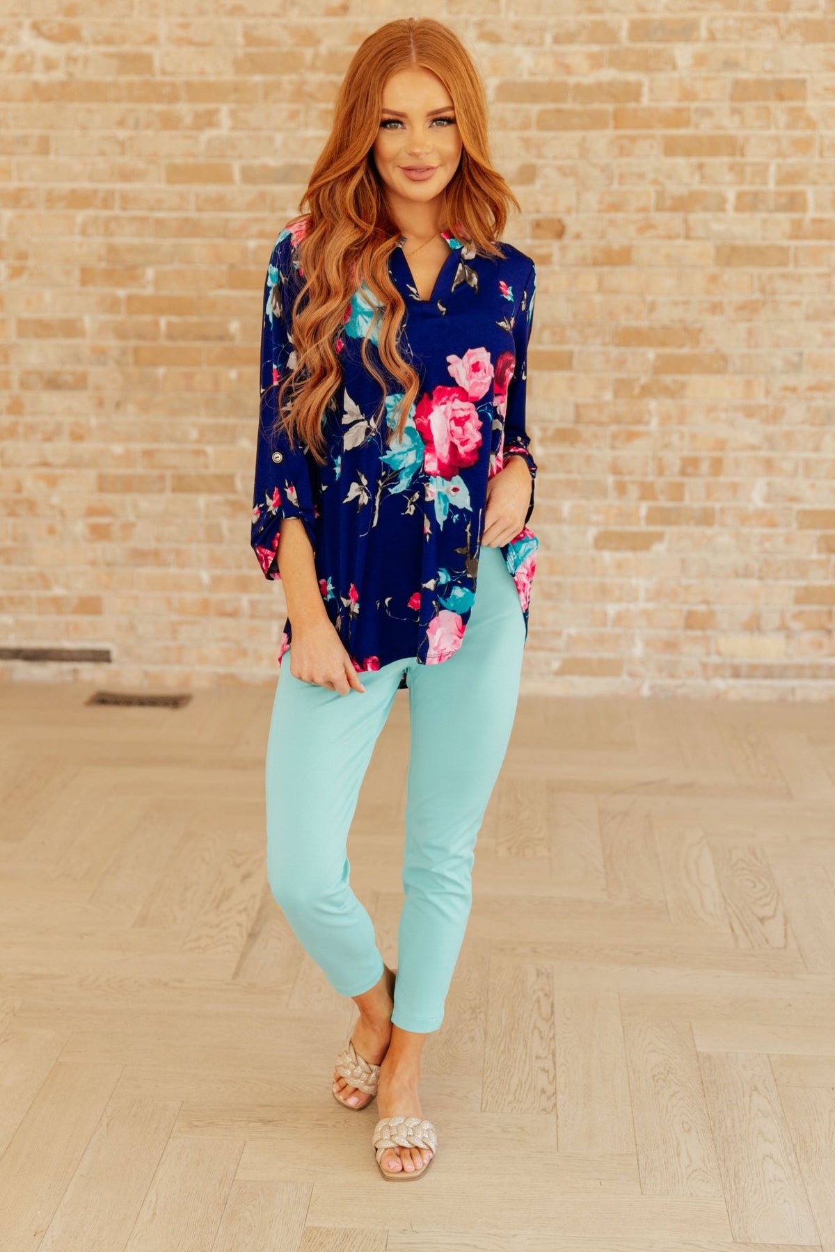 Lizzy Top in Royal Floral - Happily Ever Atchison Shop Co.