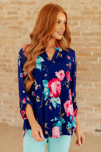 Lizzy Top in Royal Floral - Happily Ever Atchison Shop Co.