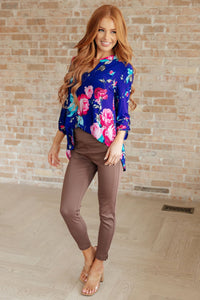 Lizzy Top in Royal Floral - Happily Ever Atchison Shop Co.