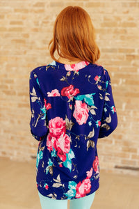 Lizzy Top in Royal Floral - Happily Ever Atchison Shop Co.