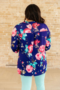 Lizzy Top in Royal Floral - Happily Ever Atchison Shop Co.