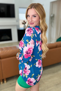 Lizzy Top in Teal and Magenta Floral - Happily Ever Atchison Shop Co.