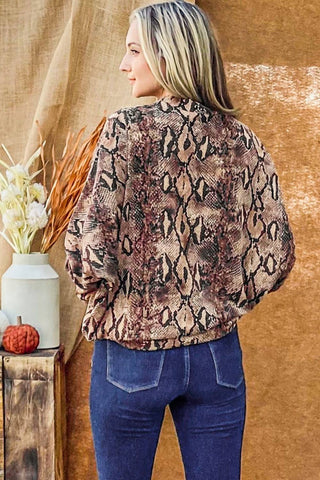 And The Why Choker Neck Dolman Sleeve Snake Print Top - 1985 the VAULT Boutique