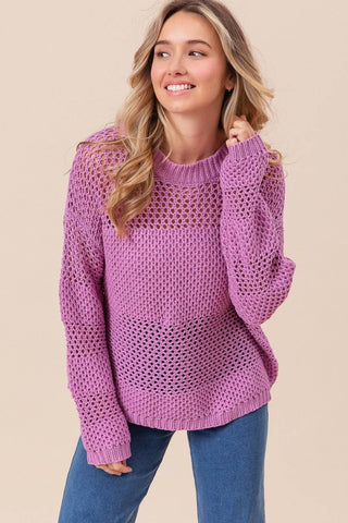 BiBi Openwork Long Sleeve Knit Top - 1985 the VAULT Boutique