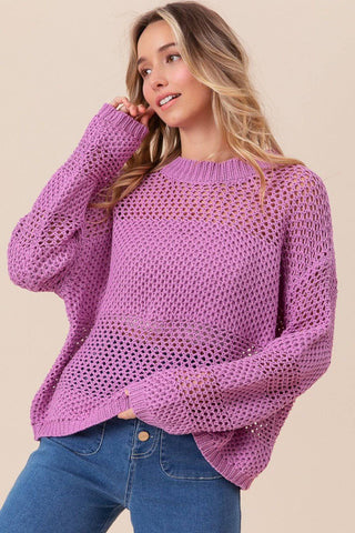 BiBi Openwork Long Sleeve Knit Top - 1985 the VAULT Boutique