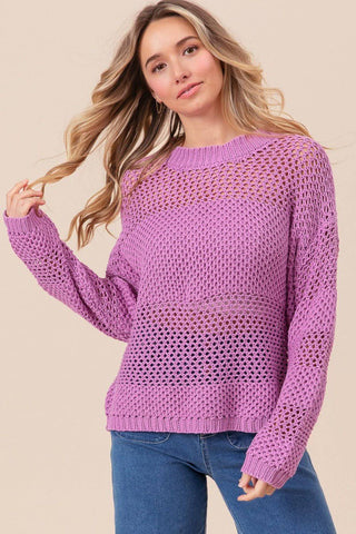 BiBi Openwork Long Sleeve Knit Top - 1985 the VAULT Boutique