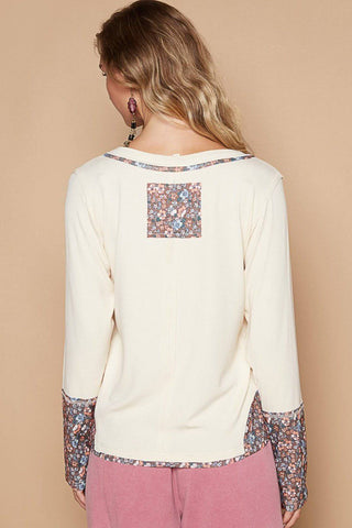 POL V-Neck Long Sleeve Floral Number Patch T-Shirt - 1985 the VAULT Boutique