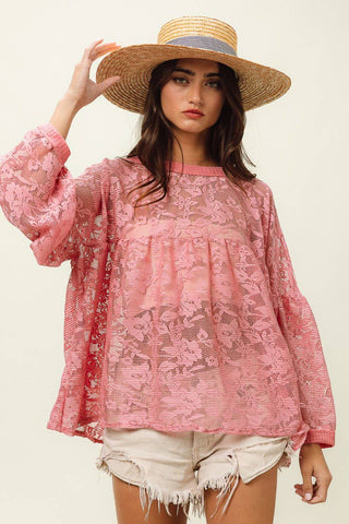 BiBi Floral Lace Long Sleeve Top - 1985 the VAULT Boutique