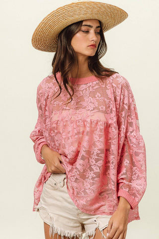 BiBi Floral Lace Long Sleeve Top - 1985 the VAULT Boutique