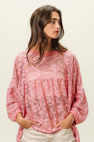 BiBi Floral Lace Long Sleeve Top - 1985 the VAULT Boutique