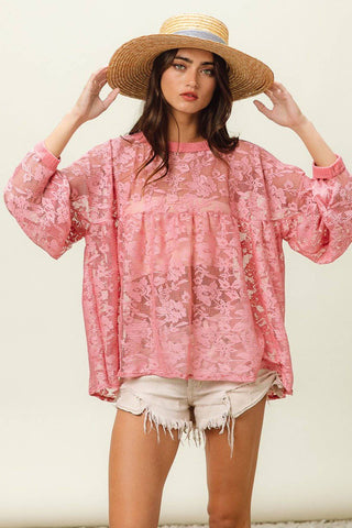 BiBi Floral Lace Long Sleeve Top - 1985 the VAULT Boutique