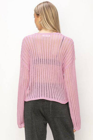 HYFVE Openwork Ribbed Long Sleeve Knit Top - 1985 the VAULT Boutique