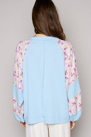 POL Round Neck Balloon Floral Long Sleeve Top - 1985 the VAULT Boutique