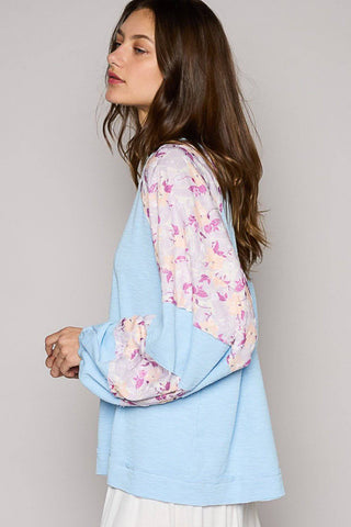 POL Round Neck Balloon Floral Long Sleeve Top - 1985 the VAULT Boutique