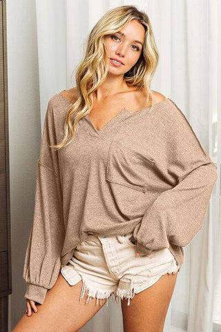 BiBi Exposed Seam Long Sleeve Top - 1985 the VAULT Boutique