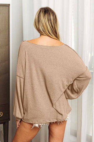 BiBi Exposed Seam Long Sleeve Top - 1985 the VAULT Boutique