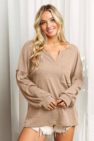 BiBi Exposed Seam Long Sleeve Top - 1985 the VAULT Boutique