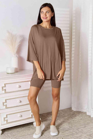 Basic Bae Full Size Soft Rayon Three-Quarter Sleeve Top and Shorts Set - 1985 the VAULT Boutique