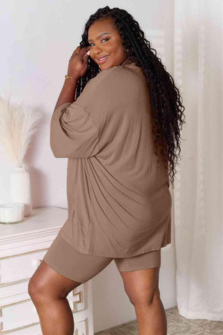 Basic Bae Full Size Soft Rayon Three-Quarter Sleeve Top and Shorts Set - 1985 the VAULT Boutique