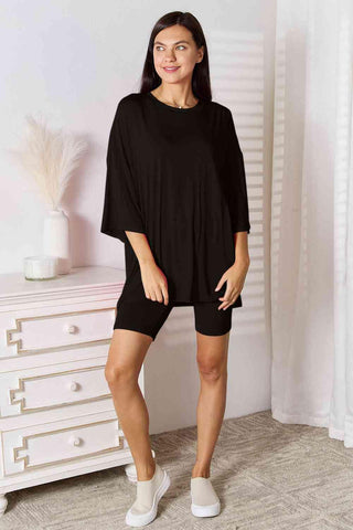 Basic Bae Full Size Soft Rayon Three-Quarter Sleeve Top and Shorts Set - 1985 the VAULT Boutique