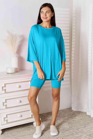 Basic Bae Full Size Soft Rayon Three-Quarter Sleeve Top and Shorts Set - 1985 the VAULT Boutique