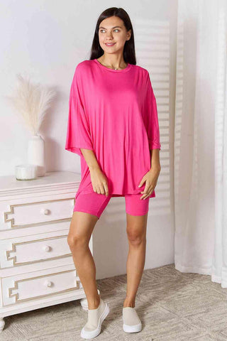 Basic Bae Full Size Soft Rayon Three-Quarter Sleeve Top and Shorts Set - 1985 the VAULT Boutique