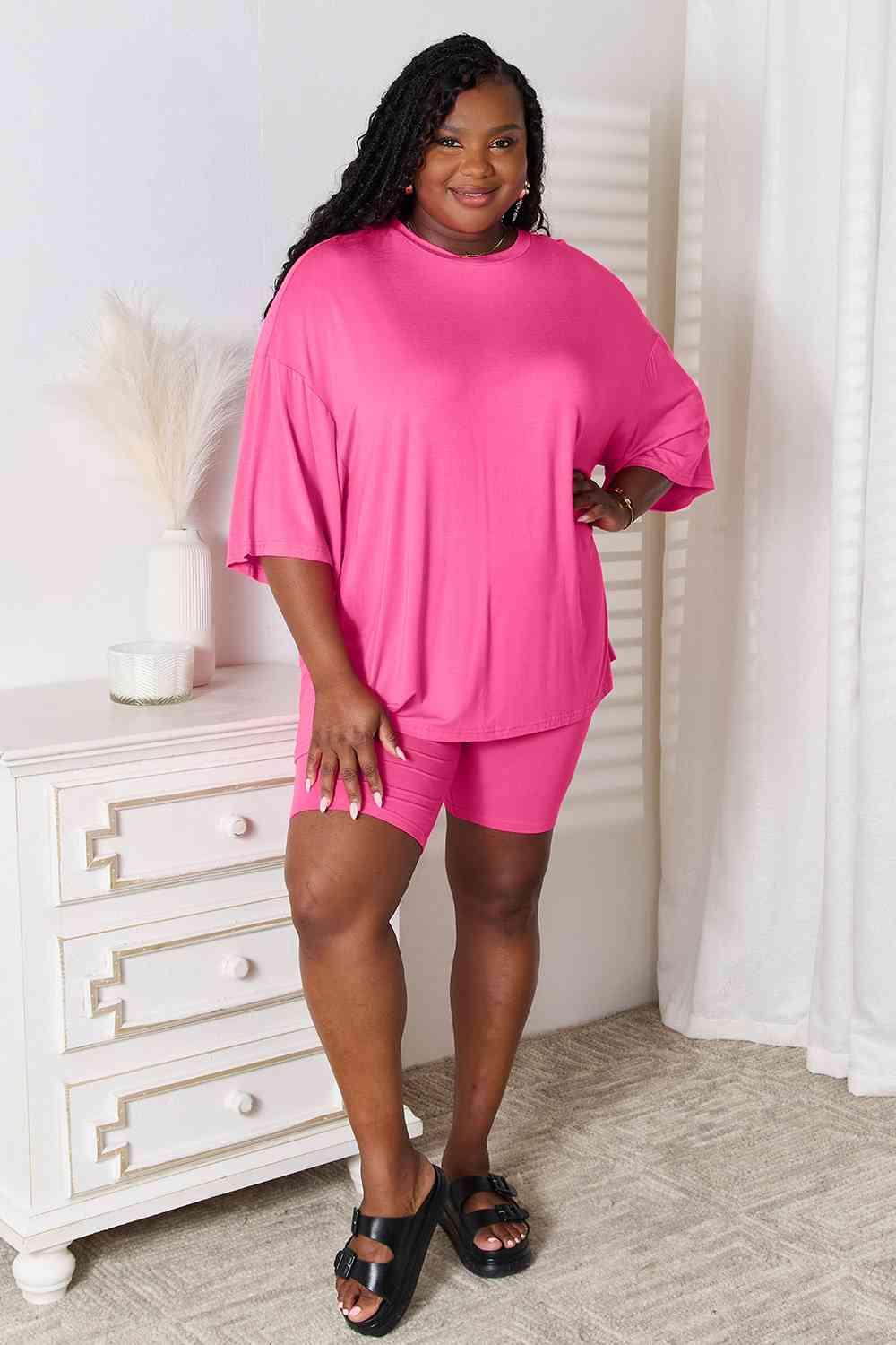 Basic Bae Full Size Soft Rayon Three-Quarter Sleeve Top and Shorts Set - 1985 the VAULT Boutique