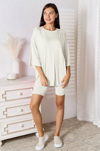 Basic Bae Full Size Soft Rayon Three-Quarter Sleeve Top and Shorts Set - 1985 the VAULT Boutique