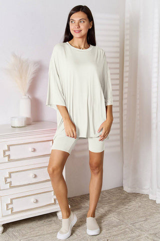 Basic Bae Full Size Soft Rayon Three-Quarter Sleeve Top and Shorts Set - 1985 the VAULT Boutique