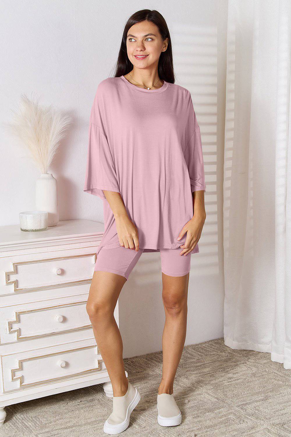 Basic Bae Full Size Soft Rayon Three-Quarter Sleeve Top and Shorts Set - 1985 the VAULT Boutique