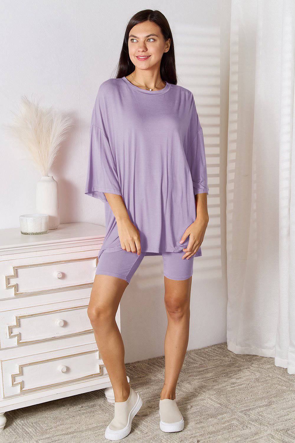 Basic Bae Full Size Soft Rayon Three-Quarter Sleeve Top and Shorts Set - 1985 the VAULT Boutique