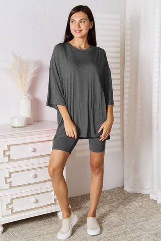 Basic Bae Full Size Soft Rayon Three-Quarter Sleeve Top and Shorts Set - 1985 the VAULT Boutique