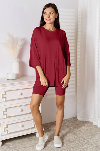 Basic Bae Full Size Soft Rayon Three-Quarter Sleeve Top and Shorts Set - 1985 the VAULT Boutique